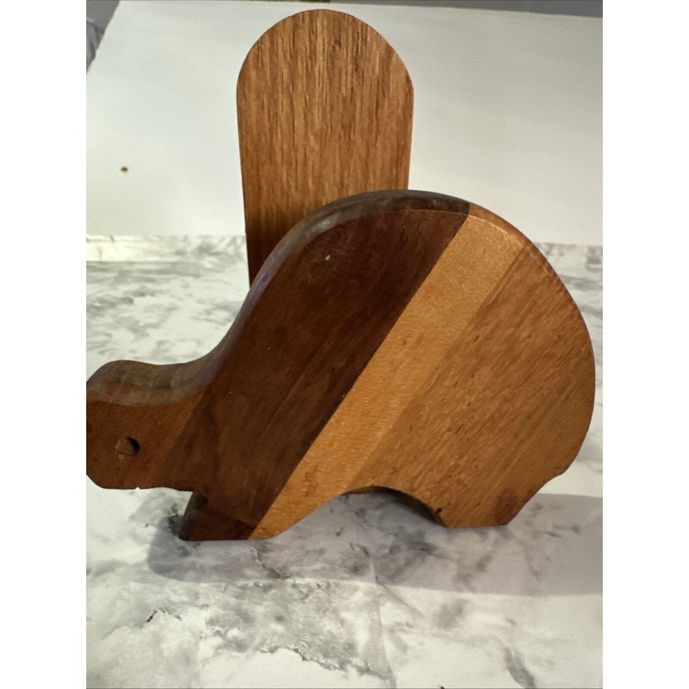 Turtle‎ Napkin Holder Wood Hand Carved MCM Vintage Decor